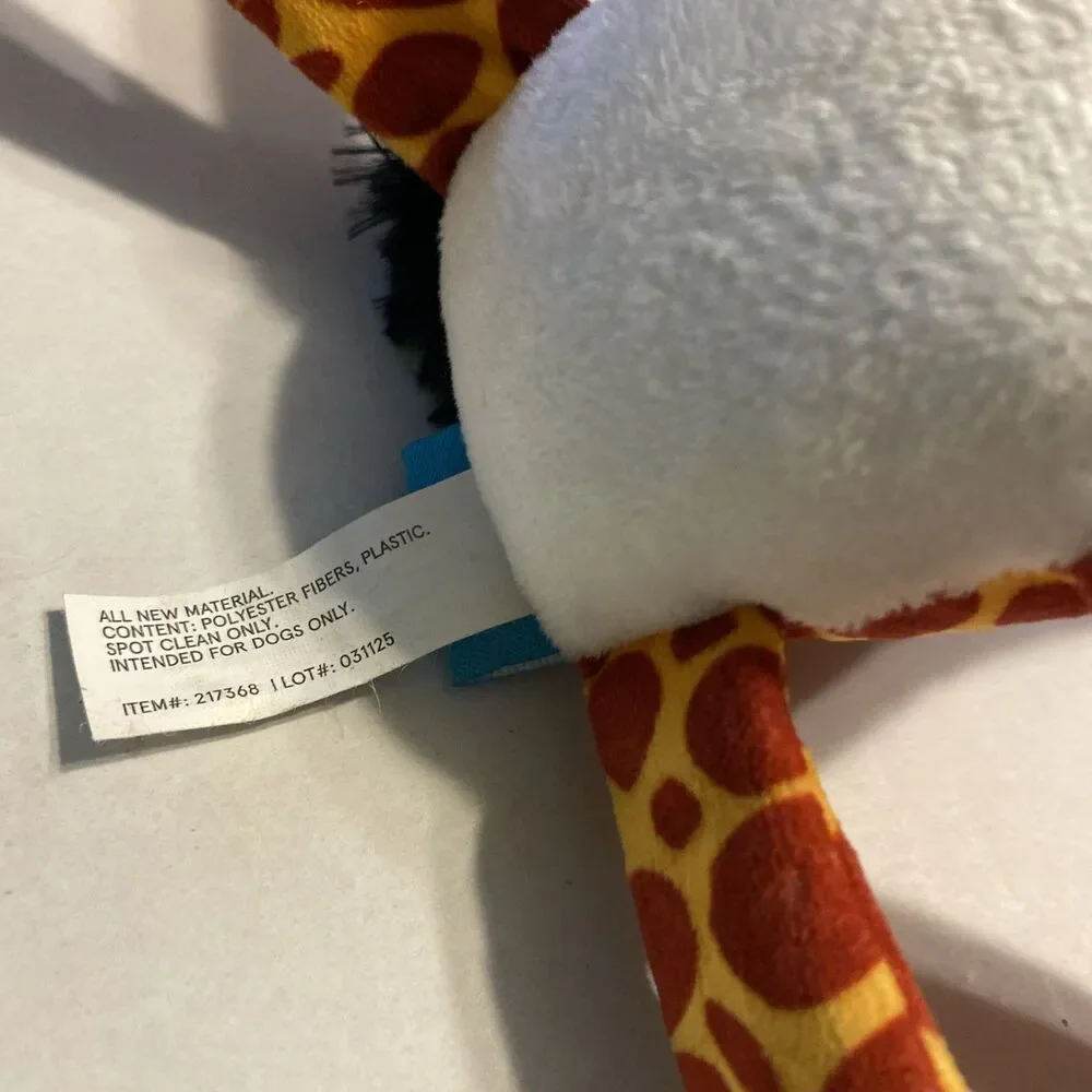BARK Bark Box Dog Toy Giraffe Zoo Squeak Crinkle Medium/Large 8”